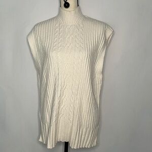 ANN TAYLOR LOFT Cable Knit Mock Neck Sweater Vest SZ M